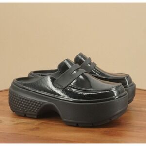 Crocs Womens Stomp High Shine Platform Slip On Loafers Size 8 Black 210659